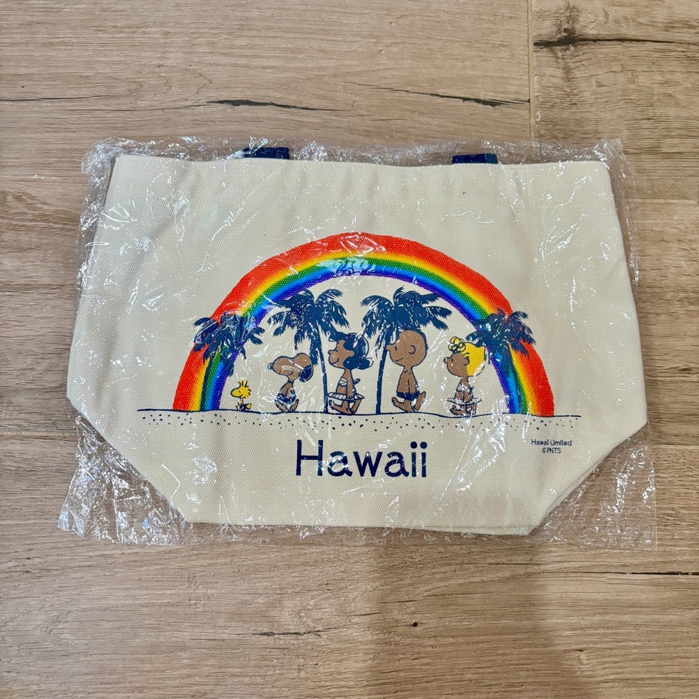 Hawaii Canvas Tote with Rainbow and Characters